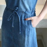 2017 Summer New Style Plus Size Women's Clothing, Ladies Lace Up Casual Short Sleeves Denim Dress, Vintage Elegant Jeans Dresses