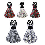 2017 Summer New S-5XL Plus Size Dress Women Punk Strapless Halter Party Dresses Bowknot Self Gothic Vestidos Clothing Swing