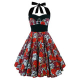 2017 Summer New S-5XL Plus Size Dress Women Punk Strapless Halter Party Dresses Bowknot Self Gothic Vestidos Clothing Swing