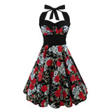 2017 Summer New S-5XL Plus Size Dress Women Punk Strapless Halter Party Dresses Bowknot Self Gothic Vestidos Clothing Swing