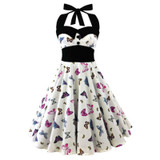 2017 Summer New S-5XL Plus Size Dress Women Punk Strapless Halter Party Dresses Bowknot Self Gothic Vestidos Clothing Swing