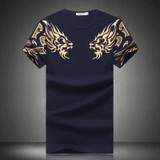 2017 Summer New High-End Men's Brand T-Shirt Fashion Slim Gold Dragon Printing T Shirt Plus Size Short-Sleeved Tee Shirt Men 5XL