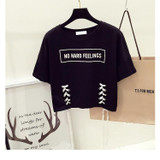 2017 summer new Harajuku letter bandage women t shirt Korean style loose crop tops kawaii t-shirt women tee tops tshirt