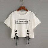 2017 summer new Harajuku letter bandage women t shirt Korean style loose crop tops kawaii t-shirt women tee tops tshirt