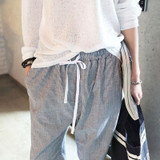 2017 Summer New Fashion Casual Pants Female Elastic Waisted Trousers Stripe Harem Pants Women Plus Size Capris Hot Sale Pantalon