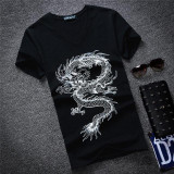 2017 Summer Men T Shirt Casual Cotton Tee Shirt Men Short Sleeve Slim Fit T-shirt Men V-neck Tees Plus Size S-5xl Free Shipping