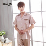 2017 Summer Men Silk Pajamas Sets Sleepwear Short Sleeve Pyjamas Loungewear Plus Size 3XL Casual Thin Plus Size lounge Set
