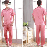 2017 Summer Men Silk Pajamas Sets Sleepwear Short Sleeve Pyjamas Loungewear Plus Size 3XL Casual Thin Plus Size lounge Set