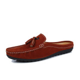 2017 Summer Men Slippers Casual Luxury Brand Mens Suede Loafers Leather Half Slipper Slip On Italian Driving Shoes Men Moccasins