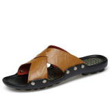 2017 Summer Men Casual Genuine Leather Slippers Handmade Breathable Comfortable Classic Beach Sandals Massage Flats Flip flops 2017 Summer Men Casual Genuine Leather Slippers Handmade Breathable Comfortable Classic Beach Sandals Massage Flats Flip flops