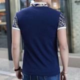 2017 New Men POLO Shirt Fashion Flower Print Polo Homme Slim Fit Short-sleeve Camisa Polo Men Summer Tops&Tees MT497
