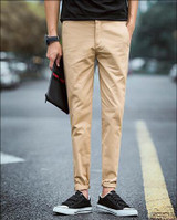 2017 New Men Casual pants 100% Cotton Slim Pant Straight Trousers Fashion Business Solid Khaki Black Pants Men Plus Size 28-36