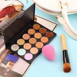 2017 New Makeup Set 15 Colors Contour Face Cream Makeup Concealer Palette+Sponge Puff+Powder Brush Drop Shipping
