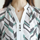 2017 new long sleeve women's clothing OL blouse v-neck printed chiffon women blouse shirt slim striped women tops blusas D211 30