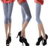 2017 new leggings Casual Women Ladies Seamless Solid Stretch Skinny Cropped To Calf women leggings Half Pants pants