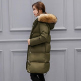2017 New Large Real Fur Women Winter Jackets Real Raccoon Fur Collar Hooded Coat Female Winter Long Slim White Duck Down Parkas