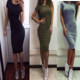 2017 New Ladies Women Short Sleeve Slim Dress bodycon womens sexy dresses party night club dress Summer Dress vestidos femininos