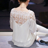 2017 New Ladies Girl Women 3\4 Sleeve Lace Hollow Out Casual Chiffon Blouse Crop Tops Hot Sale Y15