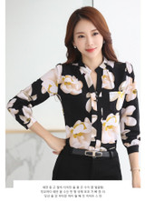 2017 New Fashion V-Neck Chiffon Blouses Slim Women Chiffon Blouse Office Work Wear shirts Women Tops Plus Size Blusas 882G 25