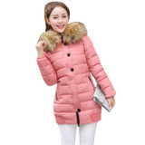 2017 New Fashion Thick Parkas With Big Fur Detachable Winter Jacket Women Long Cotton Hooded Outerwear Coat Female
