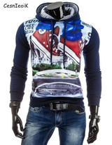 2017 new fashion Sweatshirt men hit color men hoodies hip hop 3D Print hoodies slim freeshipping tracksuit