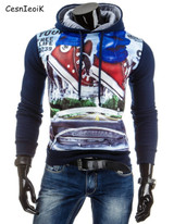 2017 new fashion Sweatshirt men hit color men hoodies hip hop 3D Print hoodies slim freeshipping tracksuit