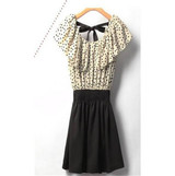 2017 New Fashion Summer Women Dress Short Sleeve Chiffon Polka Waist Mini Dress Office Dresses Female Vestidos Without Belt