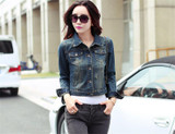 2017 New Fashion Spring Autumn Short Jackets Women Long Sleeve Slim Denim Jacket Ladies Single Breasted Casual Jeans Jacket Coat