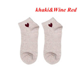 2017 New Fashion Short Socks Women Heart Ankle High Low Cut Socks Female Cotton Invisible For Summer 5 Colors