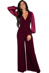 2017 New Fashion Sexy women jumpsuit 3 Colors Embellished Lantern Sleeve Cuffs Long Mesh Sleeves Jumpsuit LC6650  S M L XL XXL