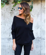 2017 new fashion Sexy autumn winter women new fashion bat sleeve loose sweater coat sweater 5 colors