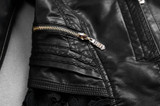 2017 New Fashion PU Jacket Lace Patchwork Slim Women Jacket Pu Leather V-neck Short Outwear Coat S352