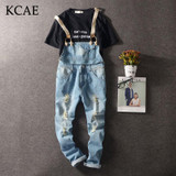 2017 New Fashion Mens Bib Overalls Length Stylish Ripped Denim Overalls Men Distressed Jeans Jumpsuits For Men Bib Jeans Pants