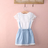 2017 New Fashion Kids Cute Girls Dress Cute Princess Girl Baby Sleeveless Denim Tulle Bowknot Dress