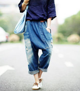 2017 New Fashion Jeans Women Harem Pants Casual Trousers Ripped Vintage Denim Pants Loose Vaqueros Harem Boyfriend Jeans