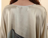 2016 Summer Silk Sexy Nightgowns Women Elegant Sleepshirts Printed Plus Size Lounge Butterfly Sleeves Coffee Female Nightdress