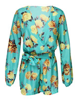 2016 Summer new style floral print women short jumpsuit romper Deep v neck strap playsuits overalls
