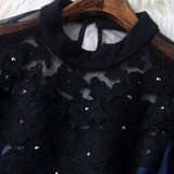 2016 Summer Casual Dress Fashion Denim Jeans Dresses Vestidos Cotton Messh Embroidery patchwork Plus Size S-3XL Women Clothing