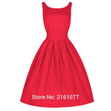 2016 Summer Autumn Women Hepburn Dresses O-neck Sleeveless Black Retro Casual Party Robe Rockabilly Vintage Vestidos Plus Size