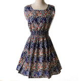 2016 Summer Autumn New Women Casual Bohemian Floral Dress Sleeveless Vest Printed Chiffon Women Dresses Plus Size LYQ56-bo