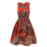 2016 summer autumn Korean Women casual Bohemian floral leopard sleeveless vest printed beach chiffon dress vestidos LYQ56-An-E