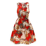 2016 summer autumn Korean Women casual Bohemian floral leopard sleeveless vest printed beach chiffon dress vestidos LYQ56-An-E