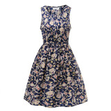 2016 summer autumn Korean Women casual Bohemian floral leopard sleeveless vest printed beach chiffon dress vestidos LYQ56-An-E