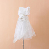 2016 Summer 3PCS Newborn Baby Christening Gown Dress Girls White Princess Lace Chiffon Dresses for Newborn Baptism