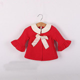2016 spring&amp;autumn newborn girls cloak half trumpet sleeves girls clothing cardigan suit 4-24M red kids jacket casaco infantil