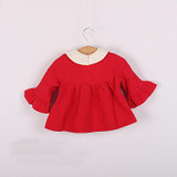 2016 spring&amp;autumn newborn girls cloak half trumpet sleeves girls clothing cardigan suit 4-24M red kids jacket casaco infantil