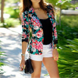 2016 Spring Women One Button Jacket Slim Casual Business Blazer Suit Floral Coat Outwear