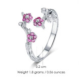 Blooming Plum Flower Open Ring and Stud Earrings Set