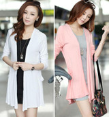 2016 spring summer Cardigan women long sleeve loose long thin coat with pocket sunscreen clothing blouses modal