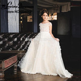 Flower Girl Dresses For Weddings 2017 Flower Beading Long Pageant Gowns A Line First Communion Dresses For Girls Vestidos Longo